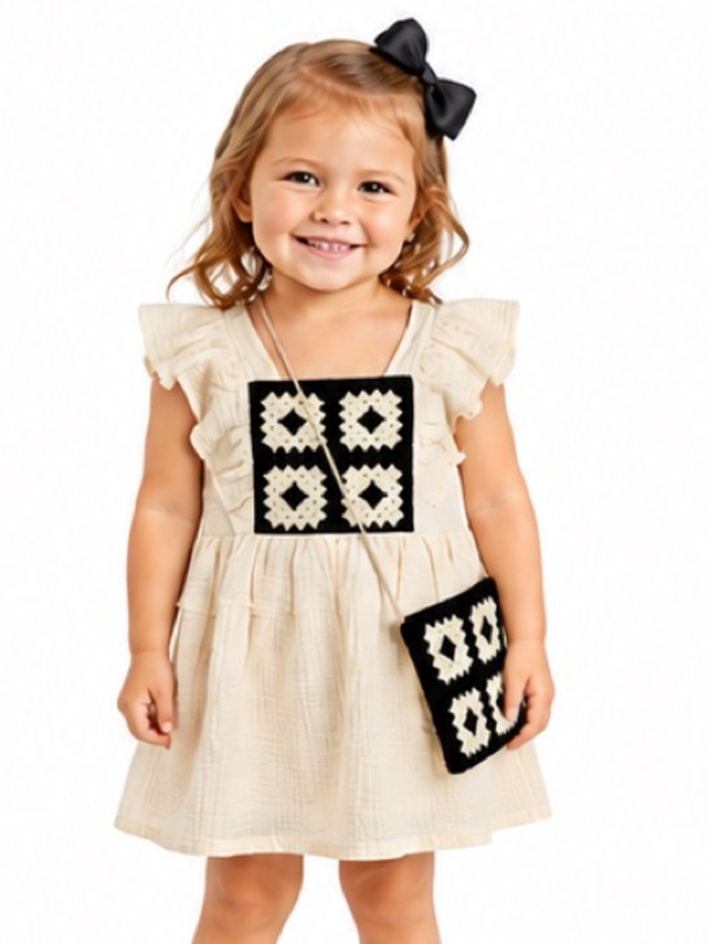 NEW - Rachel Zoe Littles Girls 3T Cream Crochet Dress & Crossbody Purse Set